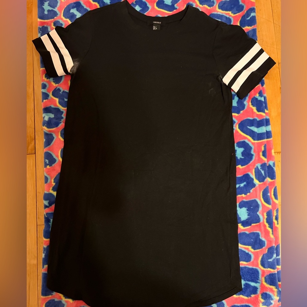 Black Striped T shirt Dress